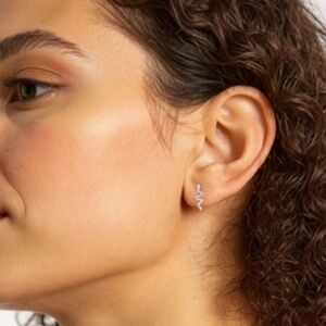 EFFY ENY Women's Sterling Silver & 0.12 TCW Diamond Snake Stud Earrings NWT